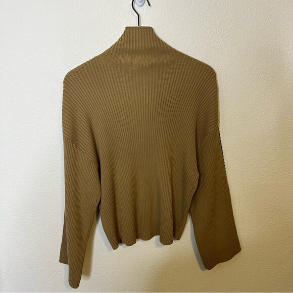 Rag & Bone Tan Ally Ingrid Whipstitch Detail Mock Neck Sweater in Khaki XS - Picture 7 of 9